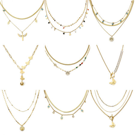 Vacuum Plating 304 Stainless Steel Pendant Necklace 18K Gold Plated