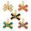 Imagen de 1 Unidad Latón Ropa Colgantes Charms Bowknot Chapado en Oro de 18K Multicolor Esmalte 17.5mm x 17mm