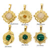 Picture of Vacuum Plating 304 Stainless Steel Charm Pendant 18K Gold Plated Geometric Imitation Gemstones