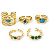 Picture of Vacuum Plating 304 Stainless Steel Open Rings 18K Gold Plated Imitation Gemstones