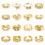 Picture of Vacuum Plating 304 Stainless Steel Open Rings 18K Gold Plated Acrylic Imitation Pearl