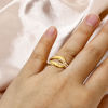 Picture of Vacuum Plating 304 Stainless Steel Open Rings 18K Gold Plated Acrylic Imitation Pearl