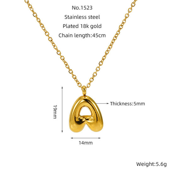 Immagine di 1 Pz Elegante Multicolore 304 Acciaio Inossidabile Cavo Catena Lettera Maiuscola Collana con Ciondolo Unisex 45cm Lunghezza