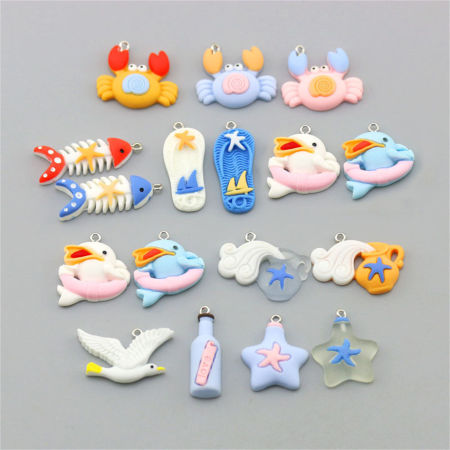 Resin Ocean Jewelry Charms Silver Tone