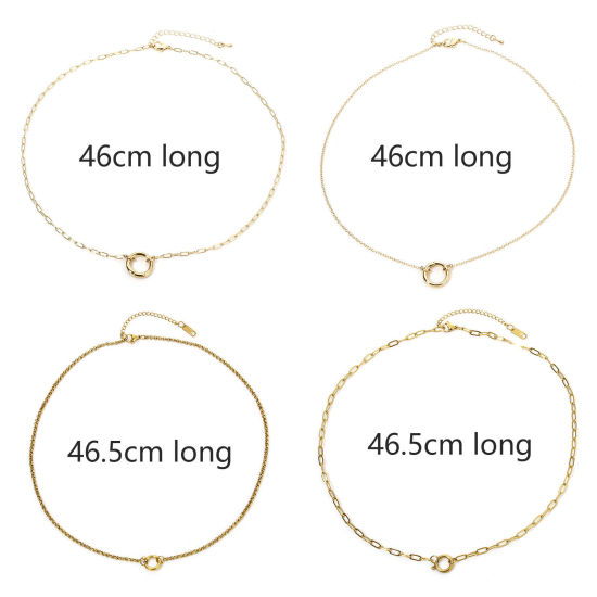 Picture of Vacuum Plating 304 Stainless Steel Necklace For DIY Jewelry Making Gold Plated With Spring Ring Clasp