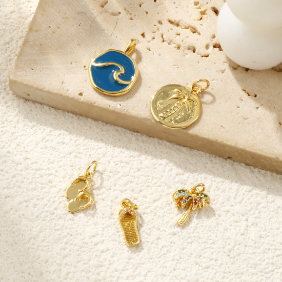 Picture of Eco-friendly Brass Charms 18K Real Gold Plated Cactus Coconut Palm Tree