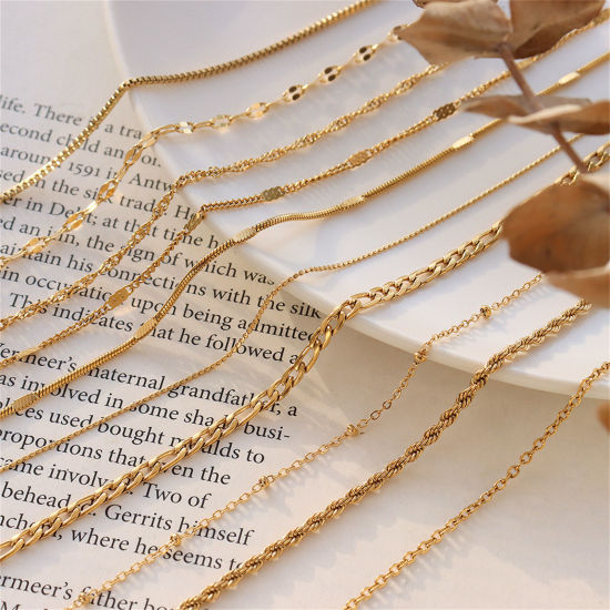 Imagen de 1 Unidad Respetuoso del Medio Ambiente Elegante Sencillo Oro Real Chapado 304 Acero Inoxidable Collares Para Mujeres