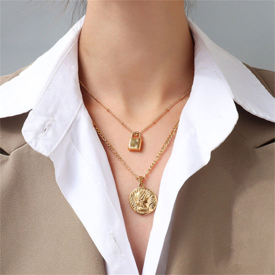 Imagen de 1 Unidad Respetuoso del Medio Ambiente Elegante Sencillo Oro Real Chapado 304 Acero Inoxidable Collares Para Mujeres