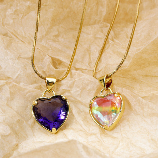 Bild von Umweltfreundlich Messing Valentinstag Charm-Anhänger 18K Echtgold plattiert Herz 21mm x 14mm