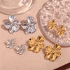 Picture of Eco-friendly Stylish Real Gold Plated 316L Stainless Steel Flower Ear Post Stud Earrings For Women