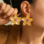 Image de 1 Paire Boucles d'Oreilles Puces Respectueux de la Nature À la Mode en 304 Acier Inoxydable Fleur Plaqué Or Véritable 18K Émail Pour Femmes 4.5cm x 4.5cm