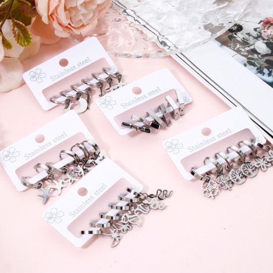 Picture of 304 Stainless Steel Ear Post Stud Earrings Set Silver Tone