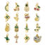 Image de 1 Pièce Breloques en Laiton Respectueux de la Nature Fruits Plaqué Or Véritable 18K Arbres Micro Pave