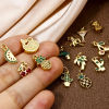 Picture of Eco-friendly Brass Charms 18K Real Gold Plated Fruit Tree Micro Pave