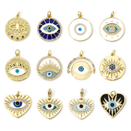 Umweltfreundlich Messing Religiös Charms 18K Echtgold plattiert Böser Blick Evil Eye
