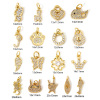 Picture of Eco-friendly Brass Charms 18K Real Gold Plated Micro Pave Clear Cubic Zirconia