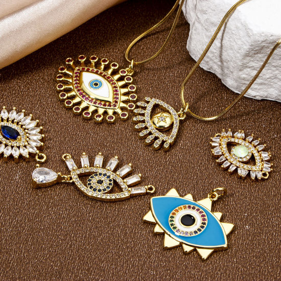 Picture of Eco-friendly Brass Charms 18K Real Gold Plated Eye