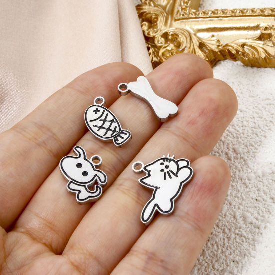 Picture of 304 Stainless Steel Pet Memorial Charms Silver Tone Corrosion