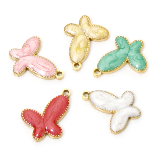 Bild von Vakuumbeschichtung 304 Edelstahl Insekt Charms Schmetterling Vergoldet Emaille 16mm x 15mm