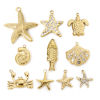 Bild von Umweltfreundliche Vakuumbeschichtung 304 Edelstahl Ozean Schmuck Charms Schildkroete Vergoldet Seesterne