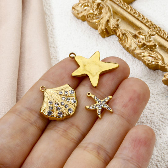 Picture of Eco-friendly Vacuum Plating 304 Stainless Steel Ocean Jewelry Charms Gold Plated Tortoise Animal Star Fish