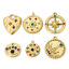 Picture of Eco-friendly Vacuum Plating 304 Stainless Steel Galaxy Charms Gold Plated Sun Eye Multicolor Rhinestone