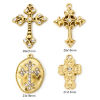 Picture of Eco-friendly Vacuum Plating 304 Stainless Steel Religious Charms Gold Plated Cross Clear Rhinestone