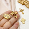 Picture of Eco-friendly Vacuum Plating 304 Stainless Steel Religious Charms Gold Plated Cross Clear Rhinestone