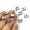 Picture of 304 Stainless Steel Italian Charm Links For DIY Bracelet Jewelry Making Silver Tone Rectangle 10mm x 9mm