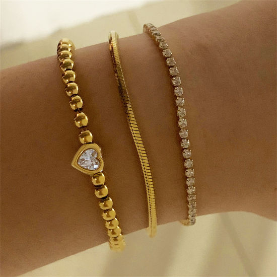 Picture of Eco-friendly Simple Real Gold Plated 304 Stainless Steel Bracelets