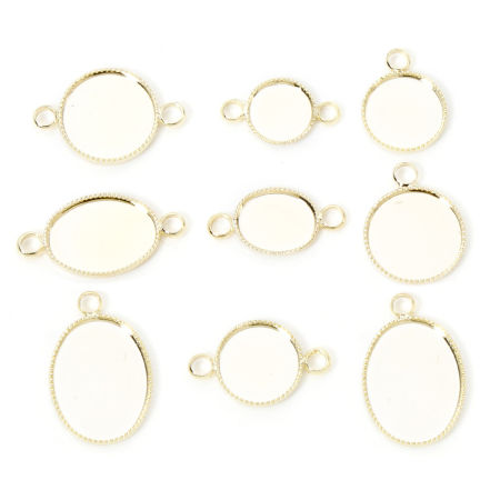 5 Unidades Respetuoso del Medio Ambiente Latón Colgantes de Base en Blanco para Accesorios de Fabricación de Joyas DIY Cameo Ronda 14K Oro Real Chapado Óvalo