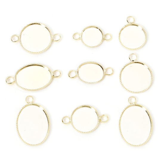 Image de 5 Pcs Pendentifs à Base Vierge pour Cameo Accessoires de Fabrication de DIY Bijoux en Laiton Respectueux de la Nature Rond Plaqué Or Véritable 14K Ovale