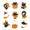 Picture of Zinc Based Alloy Halloween Charms Gold Plated Multicolor Halloween Ghost Cat Enamel