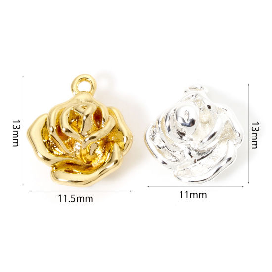 Picture of Brass Valentine's Day Charms Multicolor Rose Flower 3D