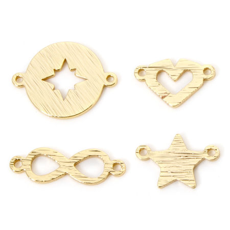 Brass Connectors Charms Pendants 18K Gold Plated Drawbench
