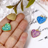 Picture of Brass Valentine's Day Charms 18K Gold Plated Heart Imitation Opal 20mm x 18mm