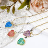 Picture of Brass Valentine's Day Charms 18K Gold Plated Heart Imitation Opal 20mm x 18mm