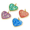 Picture of Brass Valentine's Day Charms 18K Gold Plated Heart Imitation Opal 20mm x 18mm