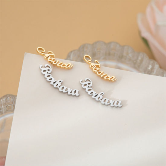 Picture of 304 Stainless Steel Customized Name Earrings Personalized Letter Pendant