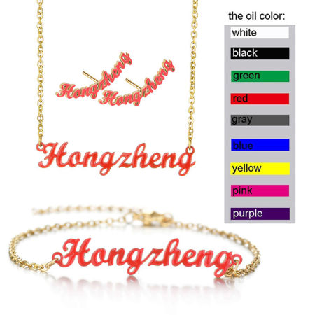 Imagen de 1 Unidad 304 Acero Inoxidable Esmalte Collar con Nombre Personalizado Colgante con Letra Personalizada