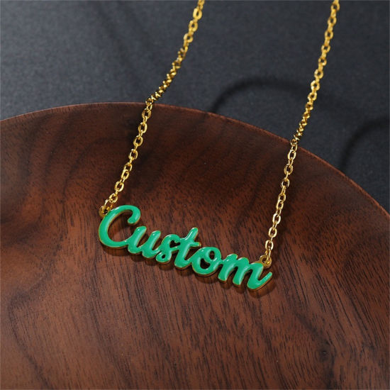 Picture of 304 Stainless Steel DIY Enamel Customized Name Necklace Personalized Letter Charm Pendant