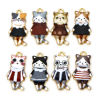 Imagen de 10 Unidades Zamak Colgantes Chapado en Oro Multicolor Gato Falda Esmalte 25mm x 12mm