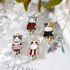 Imagen de 10 Unidades Zamak Colgantes Chapado en Oro Multicolor Gato Falda Esmalte 25mm x 12mm