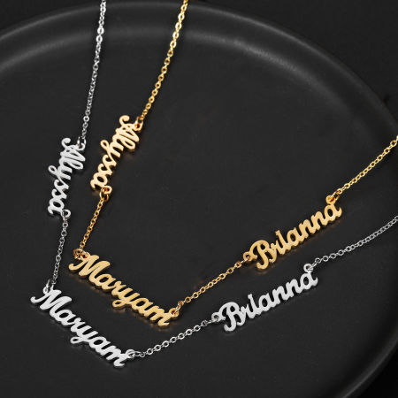 304 Stainless Steel Customized Name Necklace Personalized Letter Charm Pendant 45cm(17.7") long