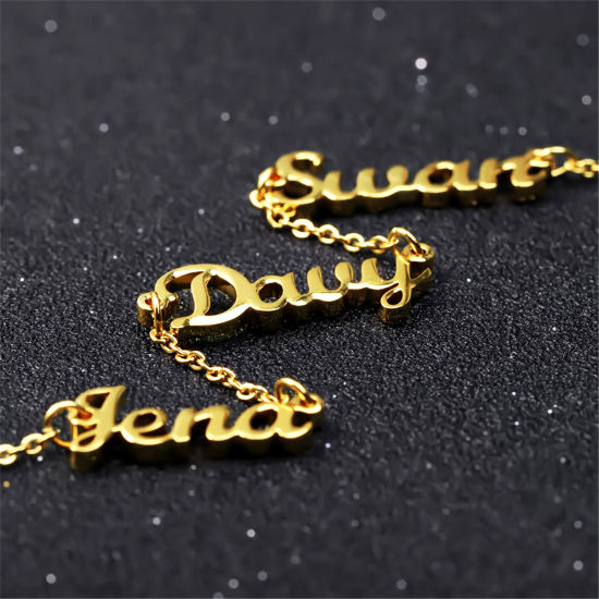 Picture of 304 Stainless Steel Customized Name Necklace Personalized Letter Charm Pendant 45cm(17.7") long