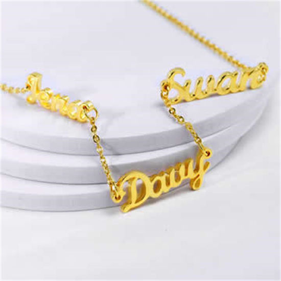 Picture of 304 Stainless Steel Customized Name Necklace Personalized Letter Charm Pendant 45cm(17.7") long