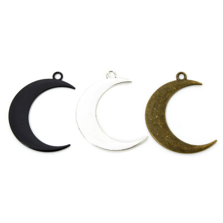 Zinc Based Alloy Galaxy Pendants Crescent Moon 4.3cm x 3.2cm