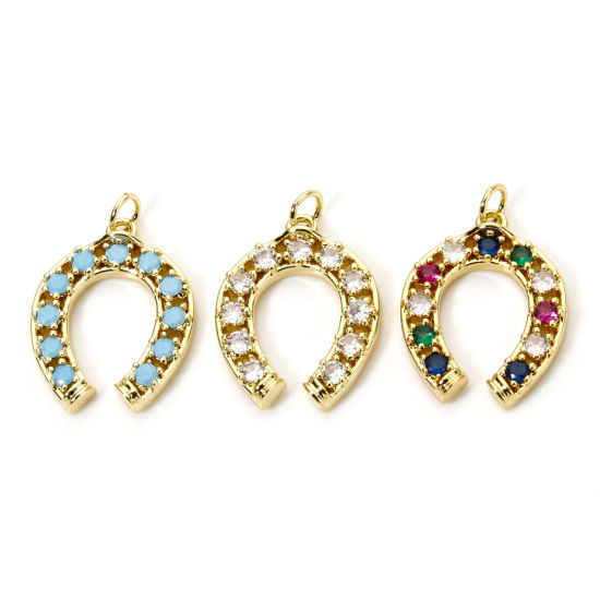 Immagine di 1 Pz Ottone Cowboy dell'Ovest Ciondoli Ferro di Cavallo Placcato Oro 18K 26mm x 18mm