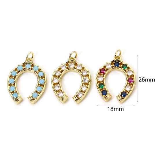 Immagine di 1 Pz Ottone Cowboy dell'Ovest Ciondoli Ferro di Cavallo Placcato Oro 18K 26mm x 18mm