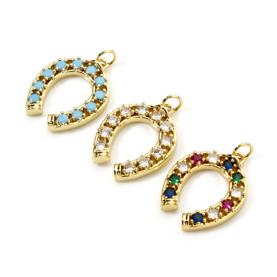 Immagine di 1 Pz Ottone Cowboy dell'Ovest Ciondoli Ferro di Cavallo Placcato Oro 18K 26mm x 18mm